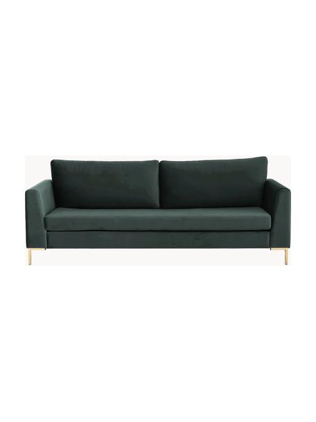 Sofá de terciopelo Luna (3 plazas), Tapizado: terciopelo (100% poliéste, Estructura: madera maciza de haya, ma, Patas: metal galvanizado El mate, Terciopelo verde oscuro, An 230 x F 95 cm