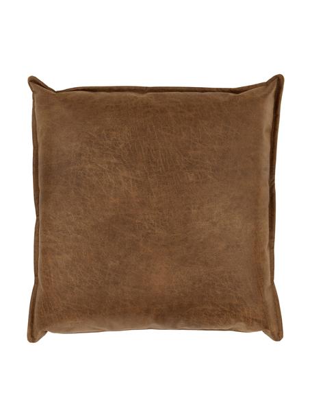 Cojín de cuero reciclado sofá Lennon, Tapizado: cuero reciclado (70% cuer, Cuero marrón, An 60 x L 60 cm
