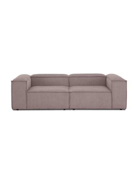 Sofa modułowa ze sztruksu Lennon (3-osobowa), Tapicerka: sztruks (92% poliester, 8, Stelaż: lite drewno, sklejka, Nogi: tworzywo sztuczne, Brązowy sztruks, S 238 x G 119 cm