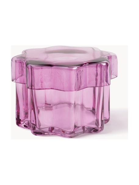 Handgemaakte glas-opbergpot Astral, Glas, Roze, Ø 14 x H 15 cm