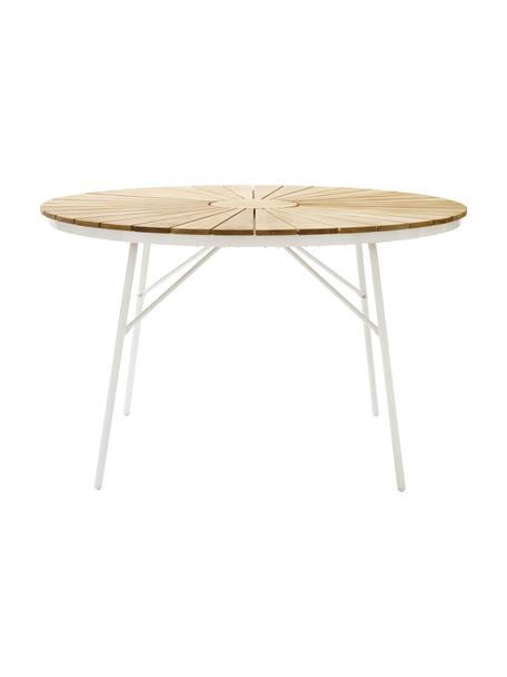 Okrúhly záhradný stôl so stolovou doskou z tíkového dreva Hard & Ellen, v rôznych veľkostiach, Biela, tíkové drevo, Ø 110 x V 73 cm