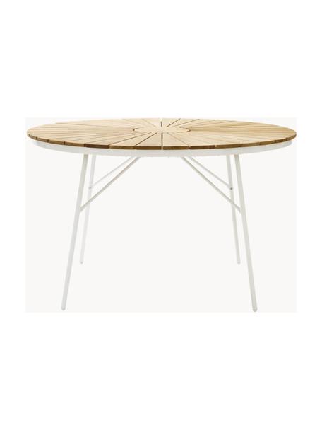 Okrúhly záhradný stôl so stolovou doskou z tíkového dreva Hard & Ellen, v rôznych veľkostiach, Tíkové drevo, biela, Ø 110 x V 73 cm