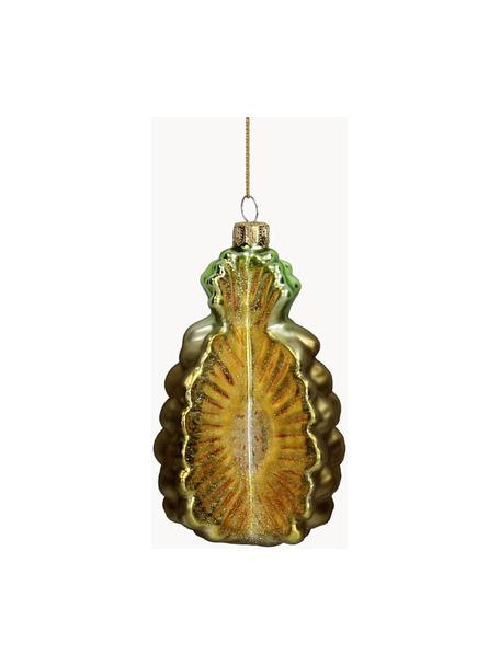 Adorno navideño piña Pineapple, Vidrio, Amarillo, dorado, verde, An 5 x Al 11 cm