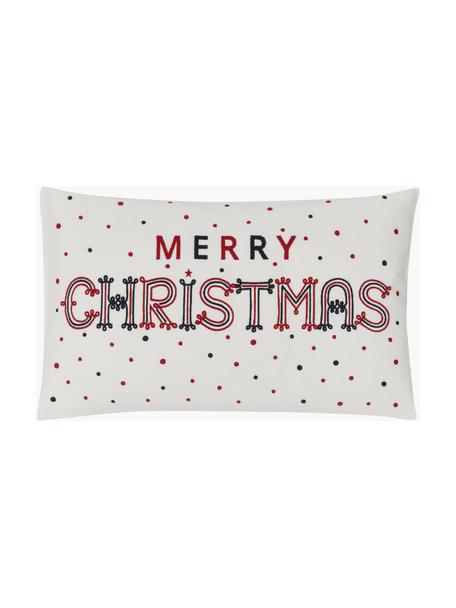 Funda de cojín bordada navideña Fenna, 100% algodón, Blanco crema, rojo, negro, An 30 x L 50 cm