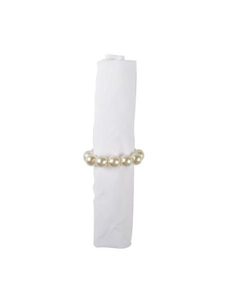 Rond de serviette de table Perle, 4 pièces, Plastique, Blanc aux reflets nacrés, Ø 6 cm
