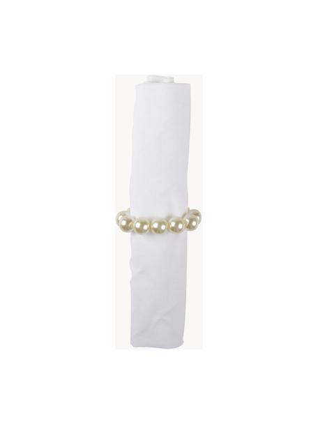 Portatovagliolo di perline Perle 4 pz, Materiale sintetico, Bianco crema lucido, Ø 6 cm