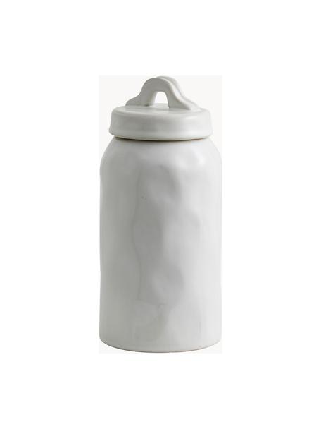 Ręcznie wykonany pojemnik do przechowywania z ceramiki Lulo, Ceramika, Biały, Ø 11 x W 23 cm