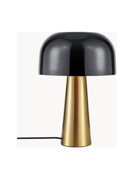 Lámpara de mesa pequeña Blanca, Pantalla: metal recubierto, Cable: cubierto en tela, Negro, dorado, Ø 25 x Al 35 cm