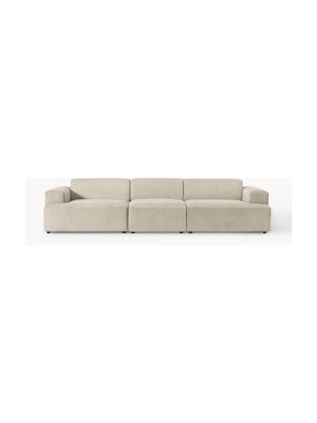 Cord-Sofa Melva (4-Sitzer), Bezug: Cord (92 % Polyester, 8 %, Gestell: Massives Kiefernholz, Spe, Füße: Kunststoff Dieses Produkt, Cord Hellbeige, B 319 x T 101 cm