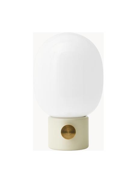 Kleine dimmbare Tischlampe JWDA, H 29 cm, Lampenschirm: Opalglas, Weiss, Hellbeige, Goldfarben, Ø 17 x H 29 cm