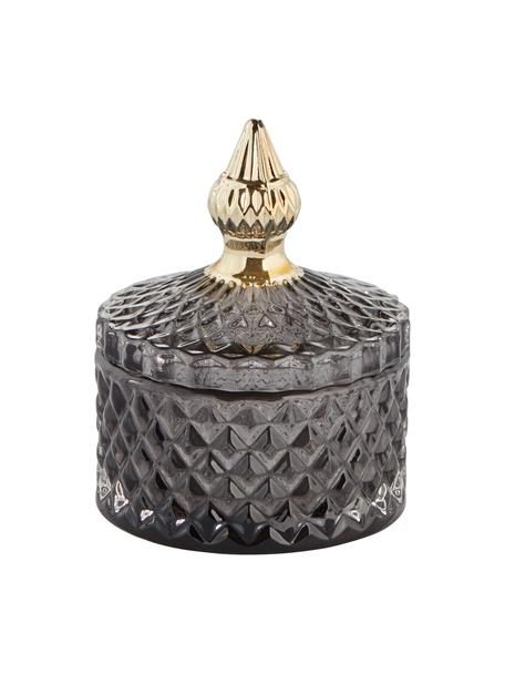 Contenitore piccolo Miya, Vetro, Grigio scuro, dorato, Ø 9 x Alt. 11 cm