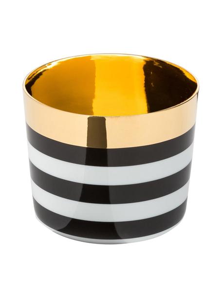 Pozlátený pohár na šampanské z porcelánu Sip of Gold, Čierna, biela, zlatá, Ø 9 x V 7 cm, 300 ml