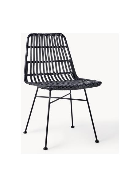 Krzesło z polirattanu Costa, 2 szt., Stelaż: metal malowany proszkowo, Czarny, S 47 x G 61 cm