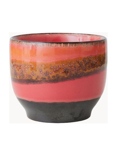 Tazze senza manico in ceramica fatte a mano anni 70's 4 pz, Ceramica, Tonalità rosse, antracite, Ø 8 x Alt. 7 cm, 230 ml