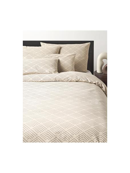 Housse de couette en coton à motif graphique Milano, Beige, larg. 260 x long. 240 cm