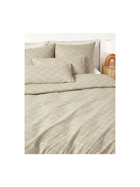 Housse de couette en coton à motif graphique Milano, Beige, larg. 260 x long. 240 cm