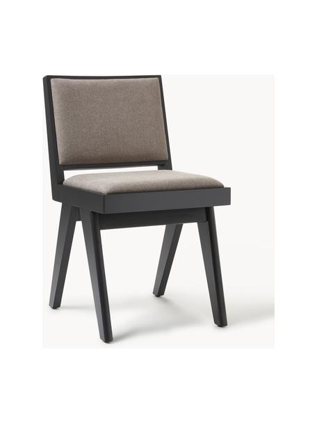 Chaise rembourrée en bois Sissi, Tissu grège, cadre noir, larg. 46 x prof. 56 cm