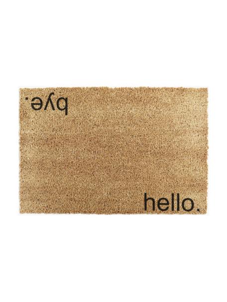 Deurmat Hello Bye, Kokosvezels, Lichtbruin, zwart, B 40 x L 60 cm