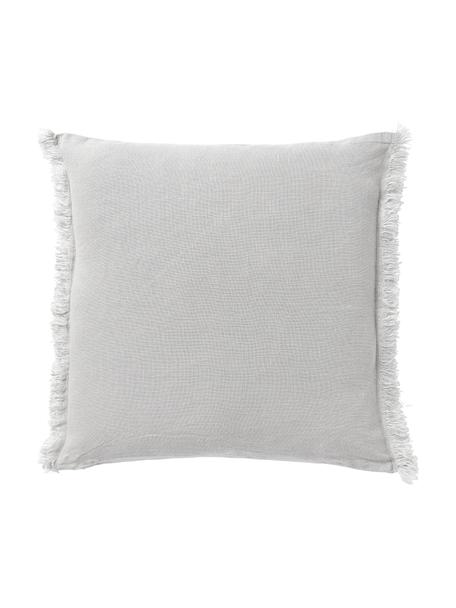 Housse de coussin pur lin avec franges Luana, 100 % pur lin

Le lin est naturellement doté d'un toucher plutôt rugueux et d'un aspect froissé
Sa résistance élevée au accrocs lui confère robustesse et longévité, Gris clair, larg. 50 x long. 50 cm