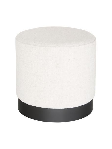 Tabouret en tissu bouclé Orchid, Tissu bouclé blanc crème, noir, Ø 38 x haut. 38 cm