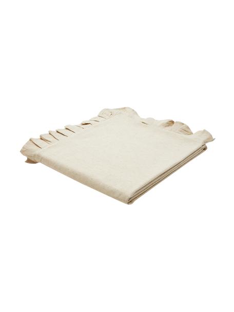 Katoenen tafelkleed Chambray met ruche, 100% katoen, Beige, Voor 4 - 6 personen (B 160 x L 160 cm)