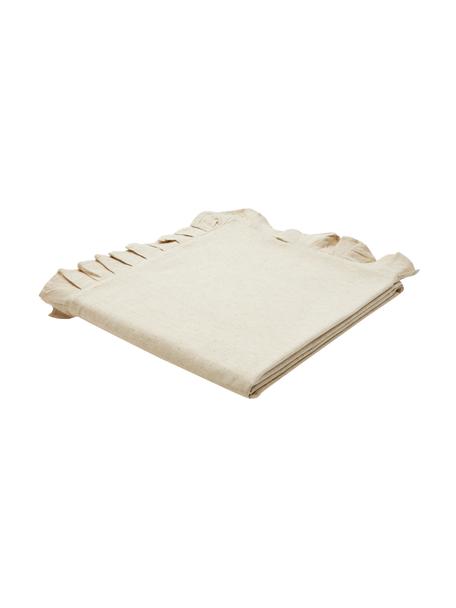 Mantel de algodón con volantes Chambray, 100% algodón, Beige, De 4 a 6 comensales (An 160 x L 160 cm)