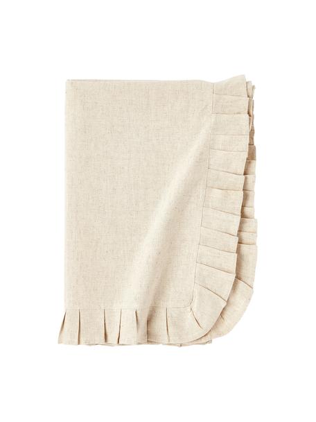 Mantel con volantes Chambray, 100% algodón, Blanco crema, De 4 a 6 comensales (L 160 x An 160 cm)
