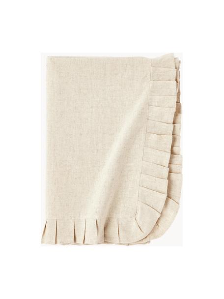 Mantel con volantes Chambray, 100% algodón, Beige claro, De 4 a 6 comensales (L 160 x An 160 cm)