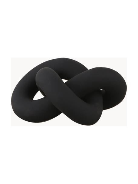 Handbeschilderd decoratief object Knot, Keramiek, Mat zwart, B 12 x H 6 cm