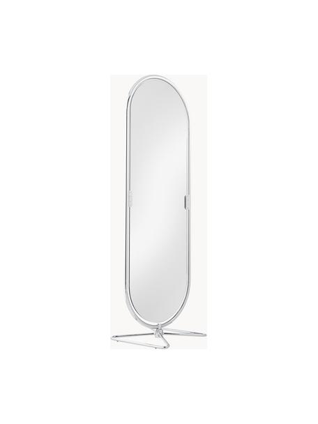 Ovale staande spiegel Systeem 1-2-3, Frame: gecoat staal, Zilverkleurig, B 59 x H 169 cm