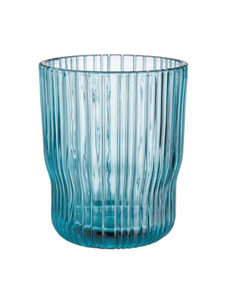 Vasos con relieve Chelsea, 6 uds., Vidrio, Azul turquesa, Ø 8 x Al 10 cm, 250 ml