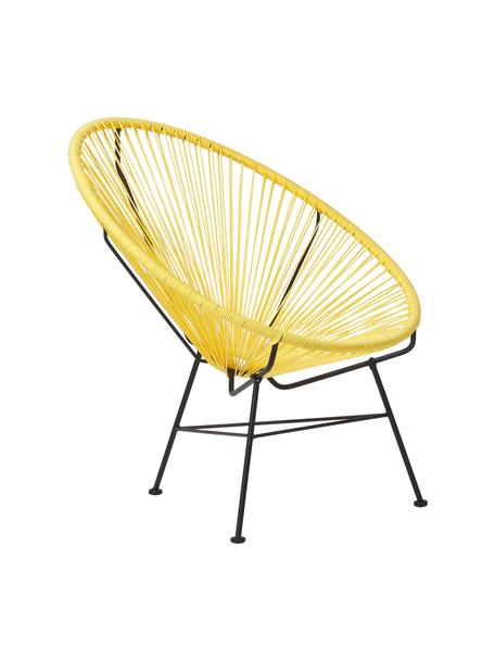 Fotel wypoczynkowy ze splotu z tworzywa sztucznego Bahia, Stelaż: metal malowany proszkowo, Żółty, S 81 x G 73 cm