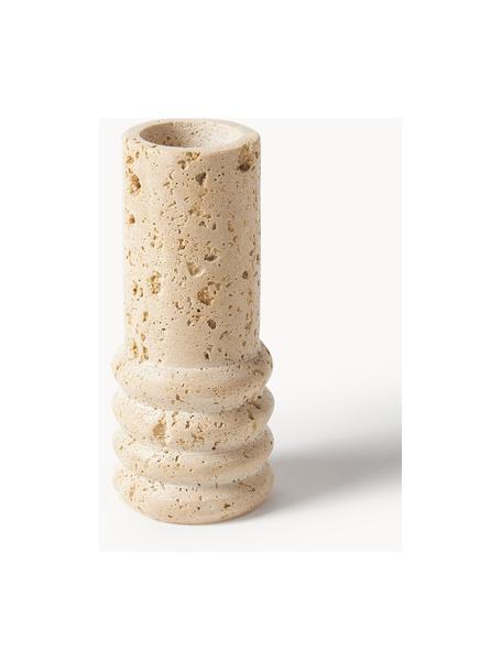 Petit vase décoratif en travertin Cleighton, Travertin, Beige travertin, Ø 6 x haut. 15 cm