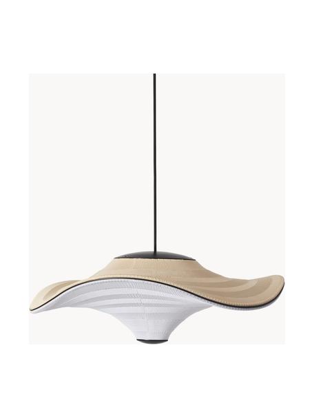 Lámpara de techo LED de fibras naturales Flying, Pantalla: fibra natural, Estructura: metal recubierto, Cable: plástico, Beige claro, blanco, Ø 58 x Al 27 cm