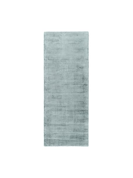 Tapis de couloir en viscose tissé main Jane, Bleu de glace, larg. 80 x long. 200 cm