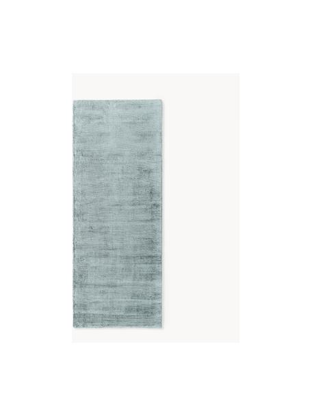 Tapis de couloir en viscose tissé main Jane, Gris-bleu, larg. 80 x long. 200 cm