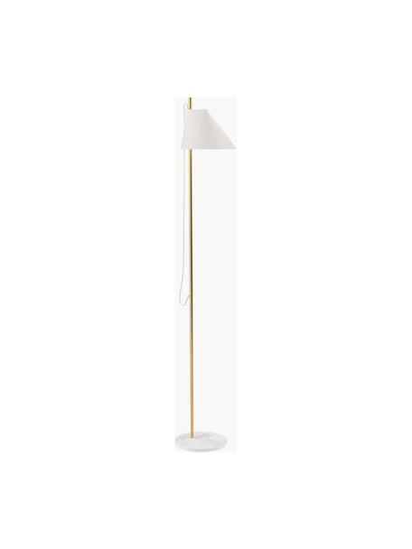 Grande liseuse LED à intensité variable avec fonction minuterie Yuh, Blanc, marbré, laiton, larg. 45 x haut. 74 cm