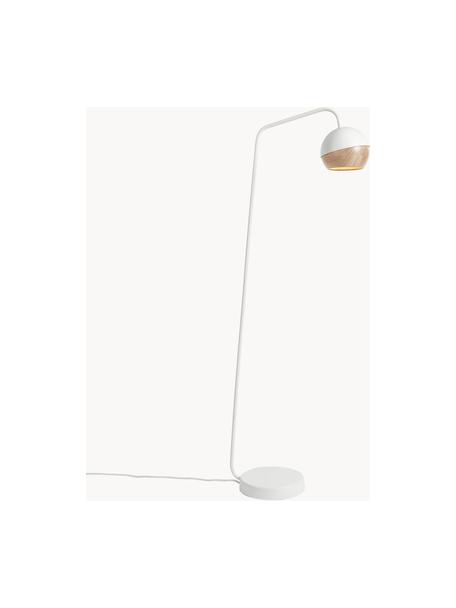 Kleine leeslamp Ray, Lampenkap: eikenhout, Wit, H 127 cm