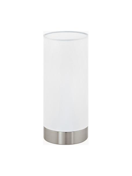 Lámpara de mesa pequeña regulable Pasteri, Pantalla: poliéster, Cable: plástico, Blanco, plateado, Ø 12 x Al 26 cm