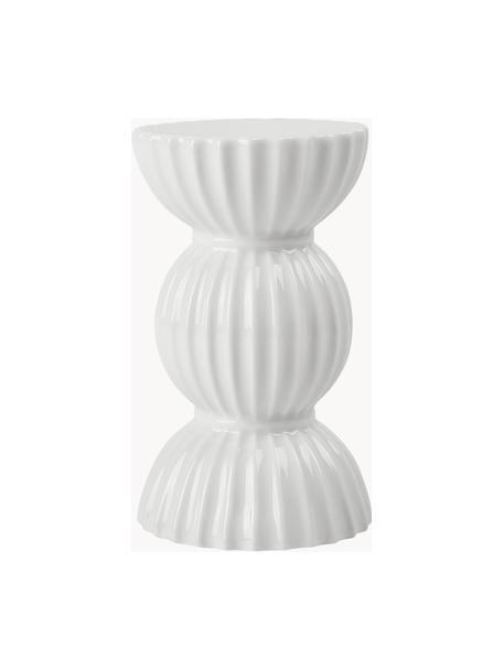 Bougeoir en porcelaine avec surface striée Tura, Porcelaine, Blanc, Ø 8 x haut. 13 cm