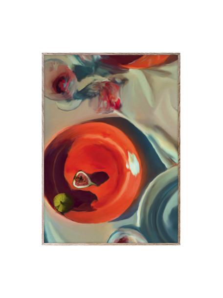 Poster Fine Dinning, 210 g de papier mat de la marque Hahnemühle, impression numérique avec 10 couleurs résistantes aux UV, Rouge corail, grège, larg. 30 x haut. 40 cm