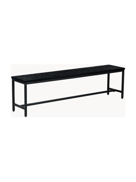 Zitbank Raw van massief mangohout, Zitvlak: massief mangohout, gebors, Frame: gepoedercoat metaal, Zwart, B 170 x H 47 cm