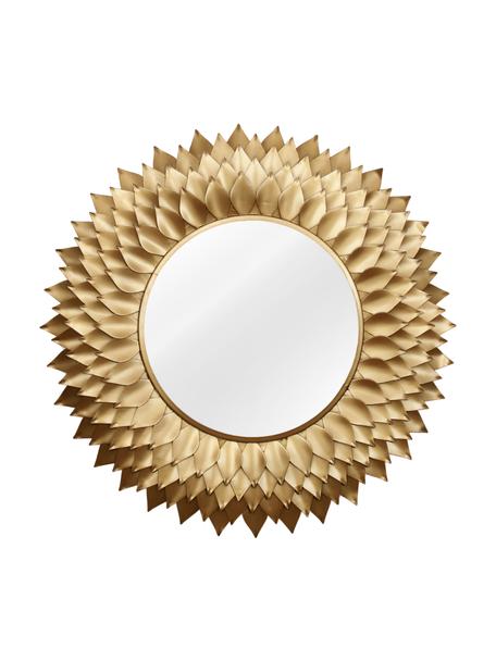 Okrúhle nástenné zrkadlo so zlatým kovovým rámom Petal, Odtiene zlatej, Ø 95 x H 4 cm