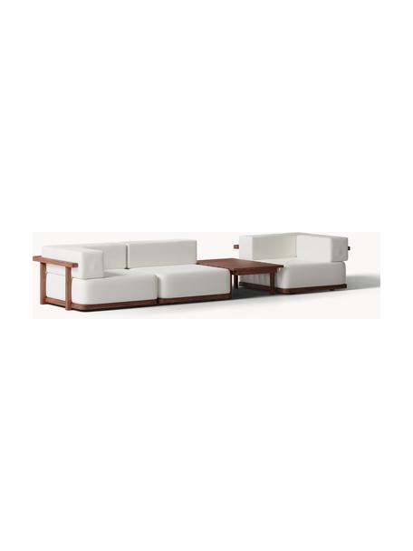 Modulares Garten-Lounge-Set Matheus, 4-tlg., Bezug: 100 % Baumwolle Der hochw, Gestell: Massives Akazienholz, Met, Webstoff Off White, Akazienholz, Set mit verschiedenen Grössen