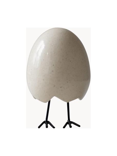 Dekoracja Happy Feet, Korpus: ceramika, Nogi: żelazo powlekane, Kremowobiały, błyszczący, nakrapiany, Ø 8 x W 12 cm