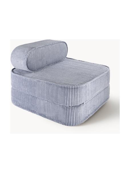 Fauteuil pliant en velours côtelé pour enfant Sugar, Velours côtelé gris-bleu, larg. 60 x prof. 65 cm