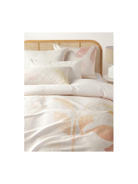 Baumwollsatin-Bettdeckenbezug Marino mit floralem Print, Webart: Satin Fadendichte 210 TC,, Beige, Rottöne, B 155 x L 220 cm
