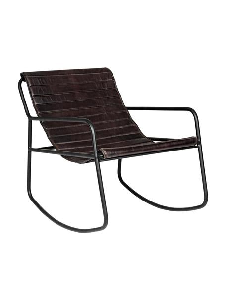 Kožené hojdacia stolička Karisma, Čierna, tmavohnedá, Š 59 x H 77 cm