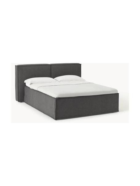 Boxspring bed Lennon, Matras: 7-zone pocketveren kern, Geweven stof antraciet, B 160 x L 200 cm, hardheidsgraad H2