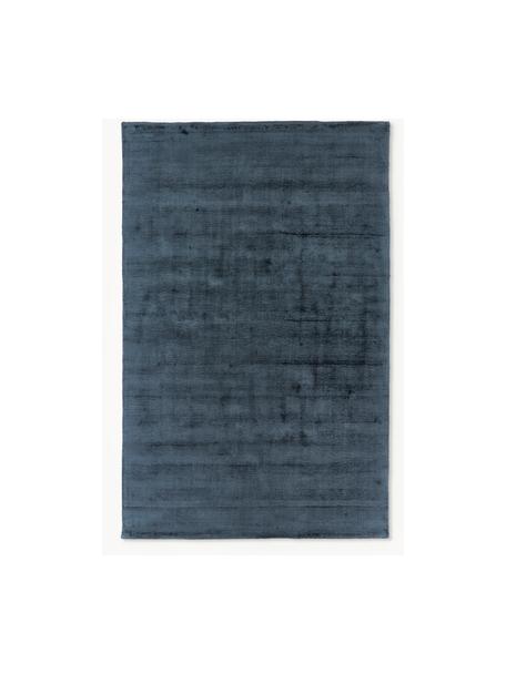 Tappeto in viscosa fatto a mano Jane, Retro: 100% cotone, Blu scuro, Larg. 200 x Lung. 300 cm (taglia L)